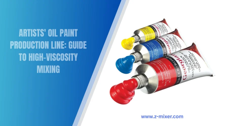 Industrial artist oil paint production line featuring planetary mixer and three roll mill for high viscosity